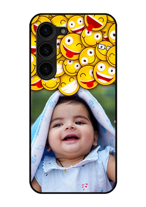 Galaxy S23 Plus 5G Custom Glass Mobile Case - with Smiley Emoji Design