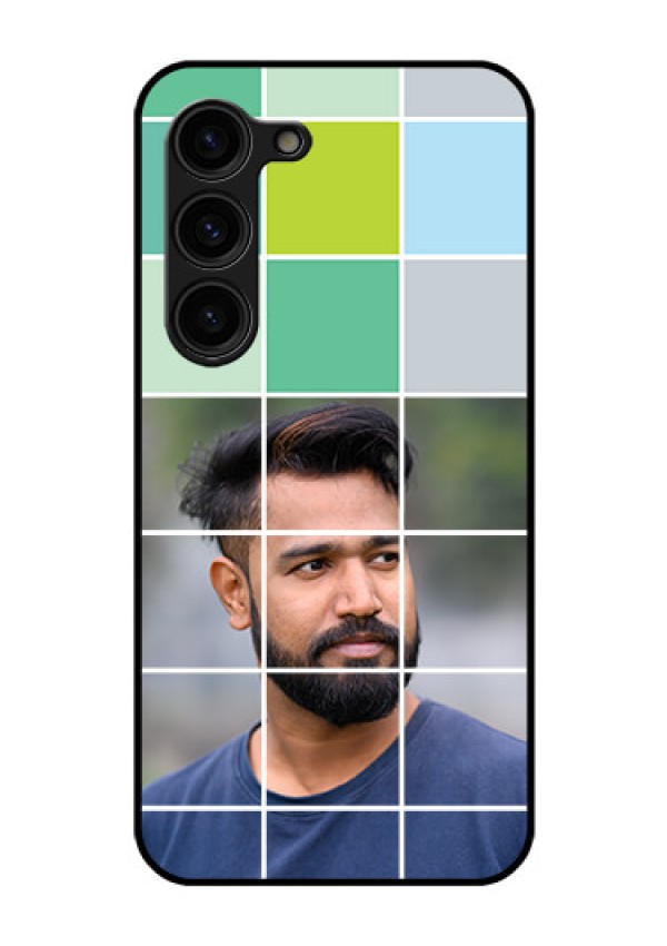 Galaxy S23 Plus 5G Photo Printing on Glass Case - with white box pattern