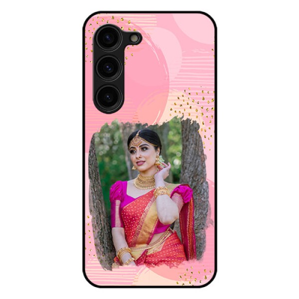Galaxy S23 Plus 5G Personalized Glass Phone Case - Gold Glitter Splash Design Galaxy S23 Plus 5G Personalized Glass Phone Case - Gold Glitter Splash Design