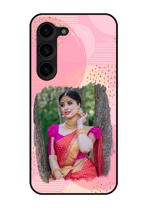Galaxy S23 Plus 5G Personalized Glass Phone Case - Gold Glitter Splash Design