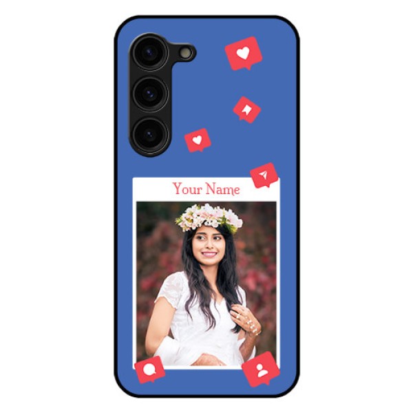 Galaxy S23 Plus 5G Custom Glass Phone Case - Like Share And Comment Design Galaxy S23 Plus 5G Custom Glass Phone Case - Like Share And Comment Design