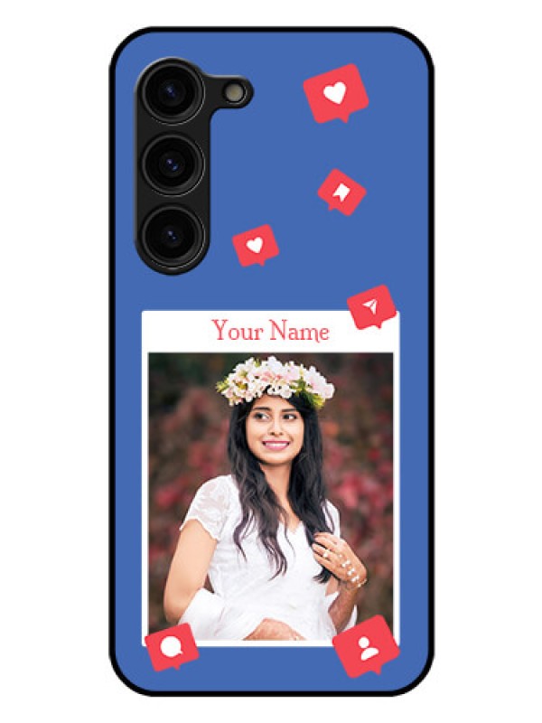 Custom Galaxy S23 Plus 5G Custom Glass Phone Case - Like Share And Comment Design