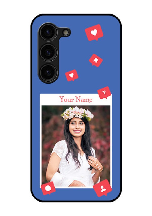 Galaxy S23 Plus 5G Custom Glass Phone Case - Like Share And Comment Design