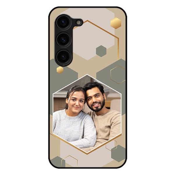 Galaxy S23 Plus 5G Photo Printing on Glass Case - Stylish Hexagon Pattern Design Galaxy S23 Plus 5G Photo Printing on Glass Case - Stylish Hexagon Pattern Design