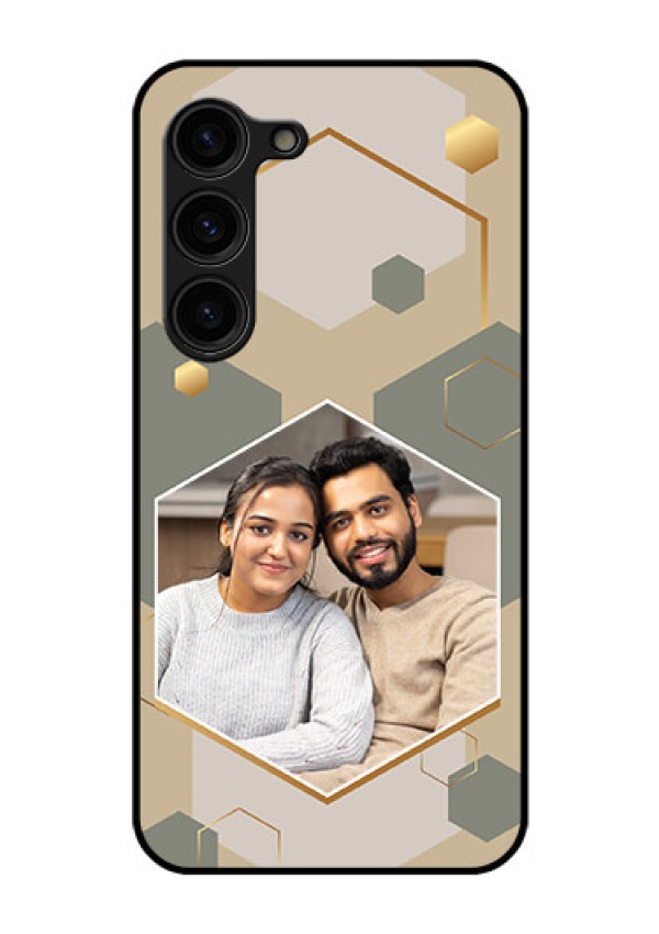 Galaxy S23 Plus 5G Photo Printing on Glass Case - Stylish Hexagon Pattern Design
