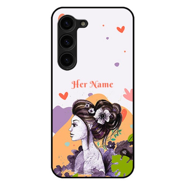 Galaxy S23 Plus 5G Personalized Glass Phone Case - Woman And Nature Design Galaxy S23 Plus 5G Personalized Glass Phone Case - Woman And Nature Design