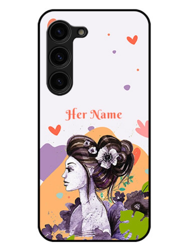 Custom Galaxy S23 Plus 5G Personalized Glass Phone Case - Woman And Nature Design