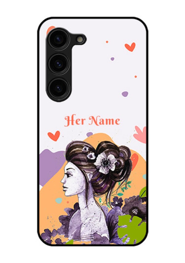 Galaxy S23 Plus 5G Personalized Glass Phone Case - Woman And Nature Design