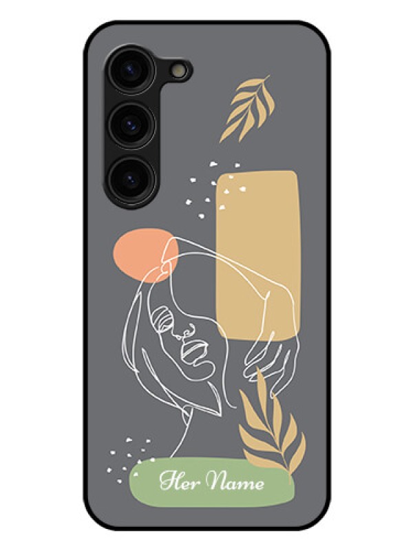 Custom Galaxy S23 Plus 5G Custom Glass Phone Case - Gazing Woman line art Design