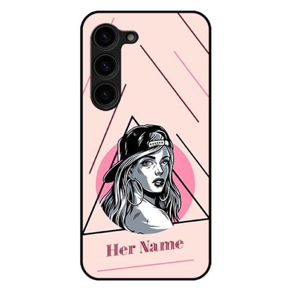 Galaxy S23 Plus 5G Personalized Glass Phone Case - Rockstar Girl Design Galaxy S23 Plus 5G Personalized Glass Phone Case - Rockstar Girl Design