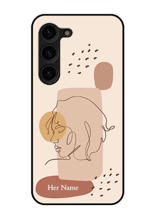 Galaxy S23 Plus 5G Photo Printing on Glass Case - Calm Woman line art Design
