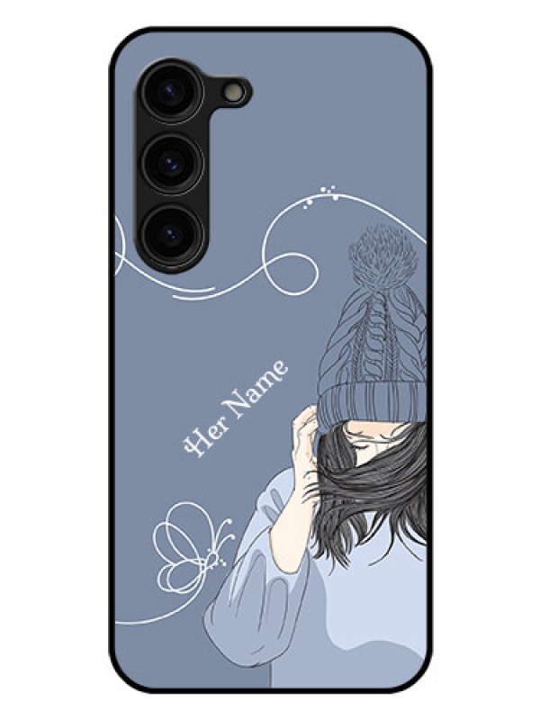 Custom Galaxy S23 Plus 5G Custom Glass Mobile Case - Girl in winter outfit Design