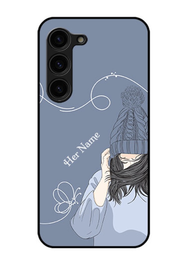 Galaxy S23 Plus 5G Custom Glass Mobile Case - Girl in winter outfit Design