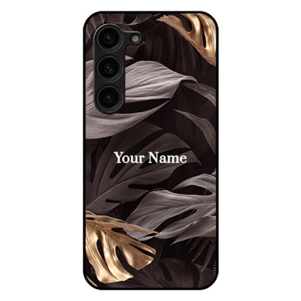 Galaxy S23 Plus 5G Personalised Glass Phone Case - Wild Leaves digital paint Design Galaxy S23 Plus 5G Personalised Glass Phone Case - Wild Leaves digital paint Design
