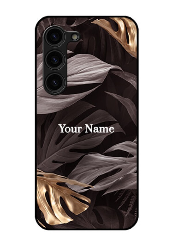 Galaxy S23 Plus 5G Personalised Glass Phone Case - Wild Leaves digital paint Design