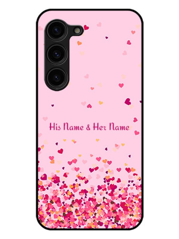 Custom Galaxy S23 Plus 5G Photo Printing on Glass Case - Floating Hearts Design