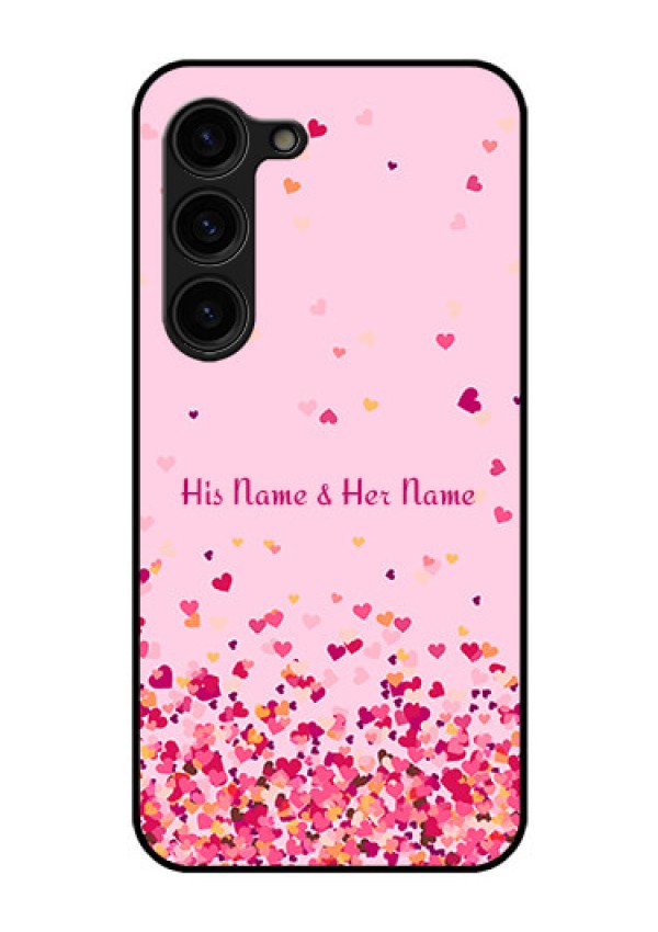 Galaxy S23 Plus 5G Photo Printing on Glass Case - Floating Hearts Design