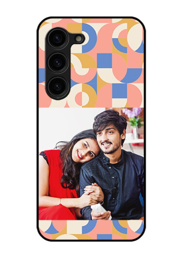 Galaxy S23 Plus 5G Photo Printing on Glass Case - Semi-circle Maze Pattern Design