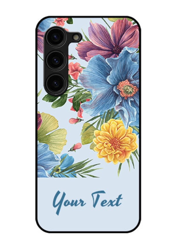 Galaxy S23 Plus 5G Custom Glass Mobile Case - Stunning Watercolored Flowers Painting Design