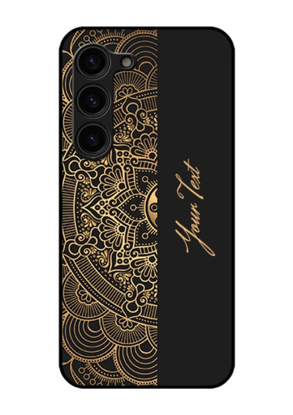 Galaxy S23 Plus 5G Photo Printing on Glass Case - Mandala art with custom text Design
