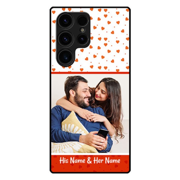 Galaxy S23 Ultra 5G Custom Glass Phone Case - Orange Love Symbol Design