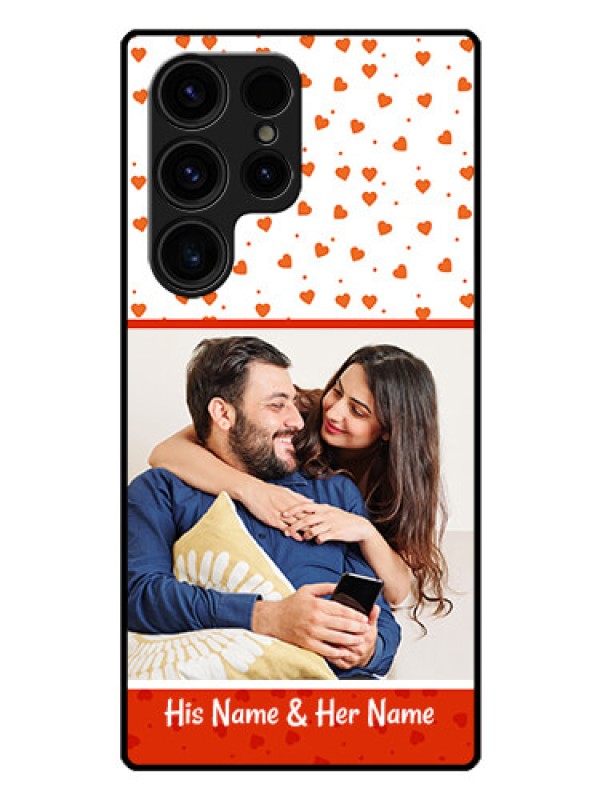 Custom Galaxy S23 Ultra 5G Custom Glass Phone Case - Orange Love Symbol Design
