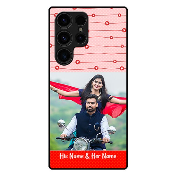 Galaxy S23 Ultra 5G Personalized Glass Phone Case - Red Pattern Case Design Galaxy S23 Ultra 5G Personalized Glass Phone Case - Red Pattern Case Design