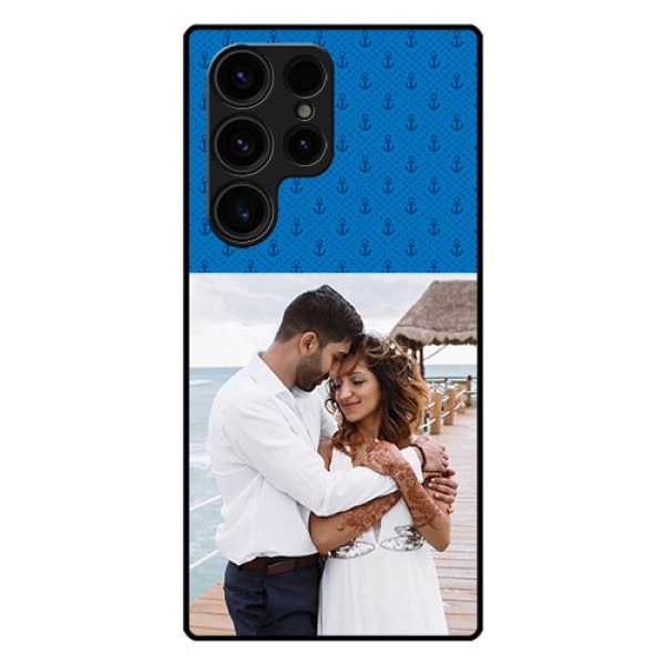 Galaxy S23 Ultra 5G Photo Printing on Glass Case - Blue Anchors Design