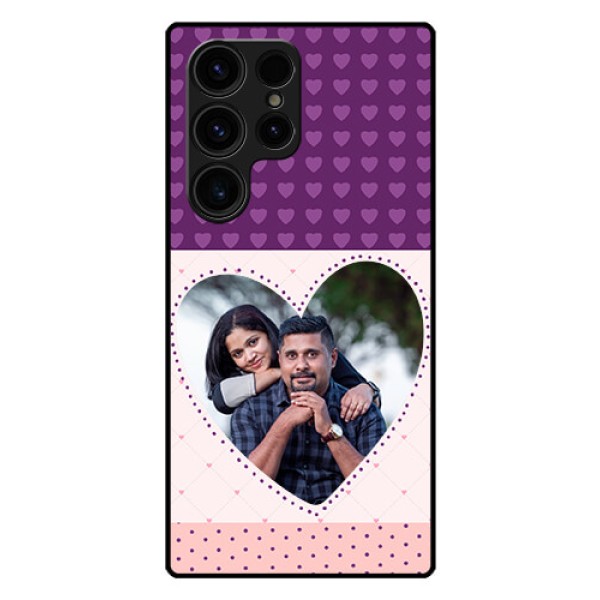 Galaxy S23 Ultra 5G Custom Glass Phone Case - Violet Love Dots Design