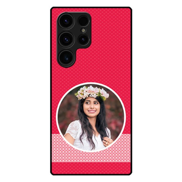 Galaxy S23 Ultra 5G Personalised Glass Phone Case - Pink Pattern Design