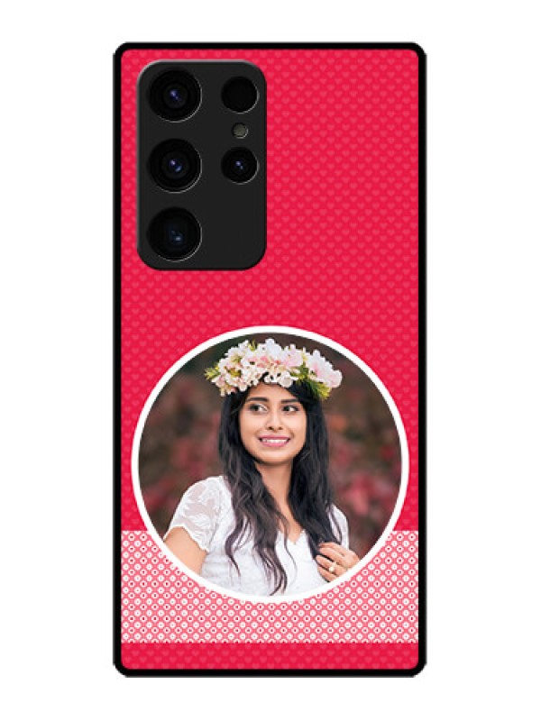 Custom Galaxy S23 Ultra 5G Personalised Glass Phone Case - Pink Pattern Design