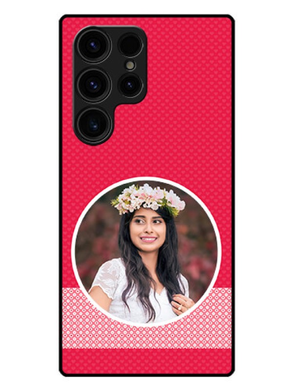 Custom Galaxy S23 Ultra 5G Personalised Glass Phone Case - Pink Pattern Design