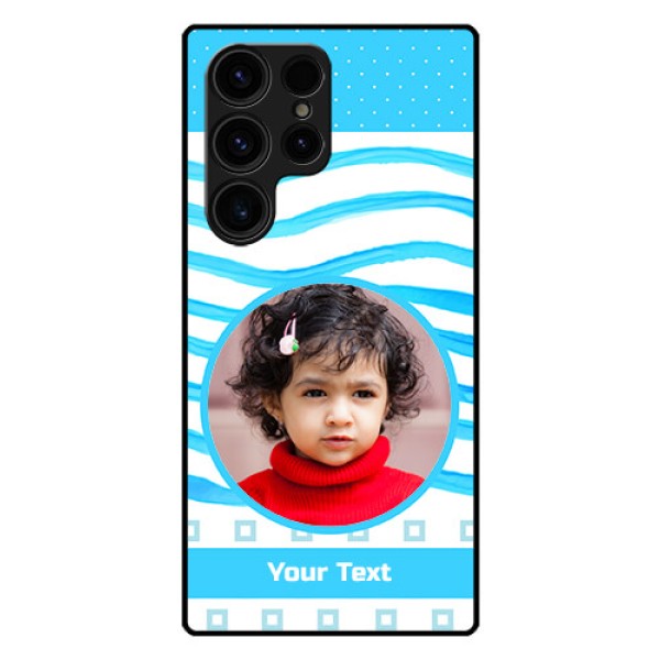 Galaxy S23 Ultra 5G Custom Glass Phone Case - Simple Blue Case Design Galaxy S23 Ultra 5G Custom Glass Phone Case - Simple Blue Case Design
