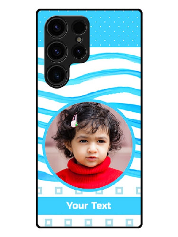 Custom Galaxy S23 Ultra 5G Custom Glass Phone Case - Simple Blue Case Design