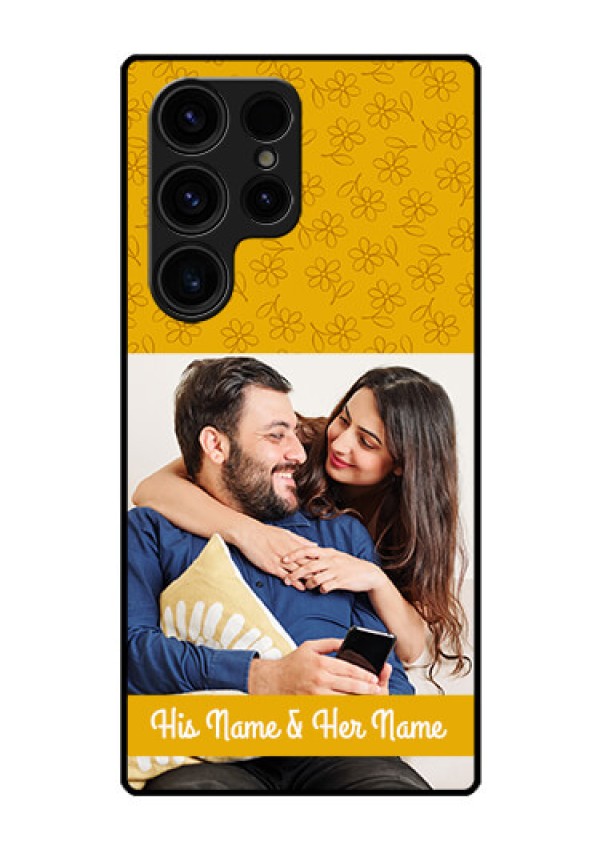 Galaxy S23 Ultra 5G Custom Glass Mobile Case - Yellow Floral Design