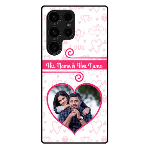 Galaxy S23 Ultra 5G Personalized Glass Phone Case - Heart Shape Love Design Galaxy S23 Ultra 5G Personalized Glass Phone Case - Heart Shape Love Design