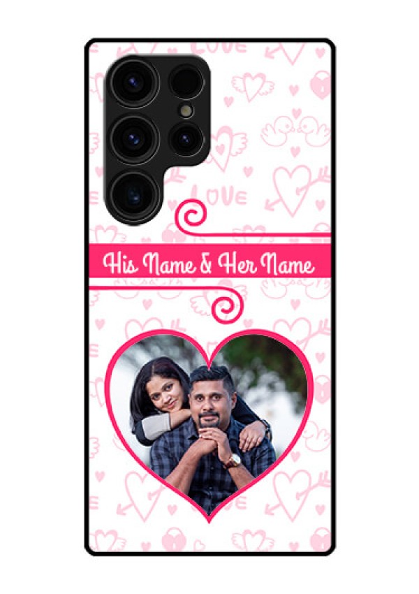 Galaxy S23 Ultra 5G Personalized Glass Phone Case - Heart Shape Love Design