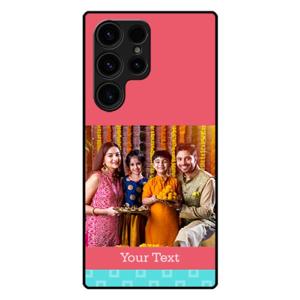 Galaxy S23 Ultra 5G Personalized Glass Phone Case - Peach & Blue Color Design Galaxy S23 Ultra 5G Personalized Glass Phone Case - Peach & Blue Color Design