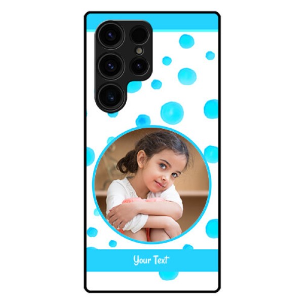 Galaxy S23 Ultra 5G Photo Printing on Glass Case - Blue Bubbles Pattern Design Galaxy S23 Ultra 5G Photo Printing on Glass Case - Blue Bubbles Pattern Design