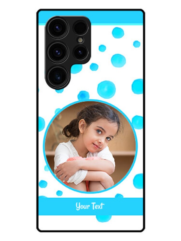 Custom Galaxy S23 Ultra 5G Photo Printing on Glass Case - Blue Bubbles Pattern Design
