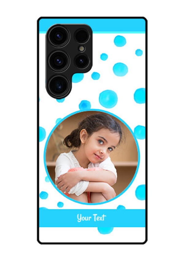 Galaxy S23 Ultra 5G Photo Printing on Glass Case - Blue Bubbles Pattern Design