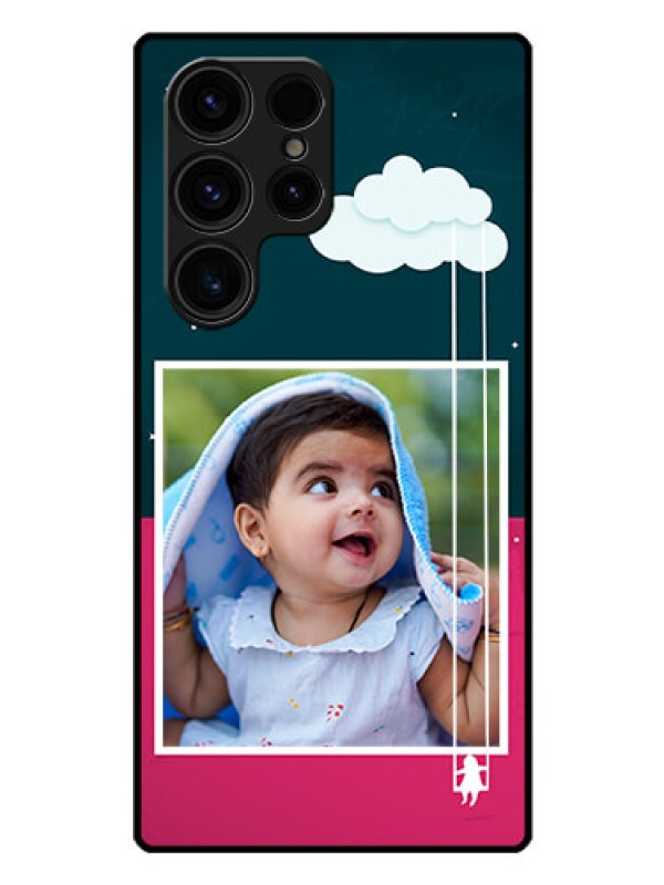 Custom Galaxy S23 Ultra 5G Custom Glass Phone Case - Cute Girl with Cloud Design