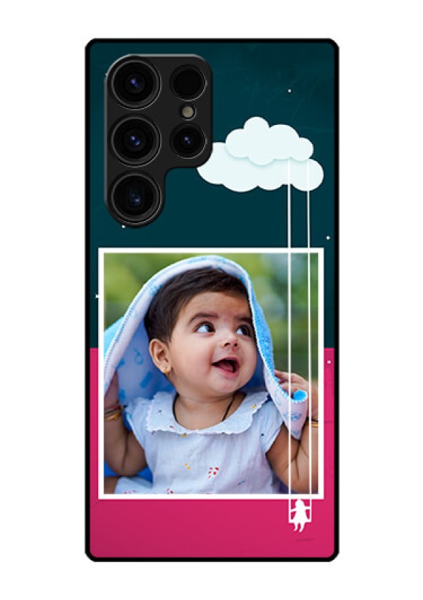 Galaxy S23 Ultra 5G Custom Glass Phone Case - Cute Girl with Cloud Design