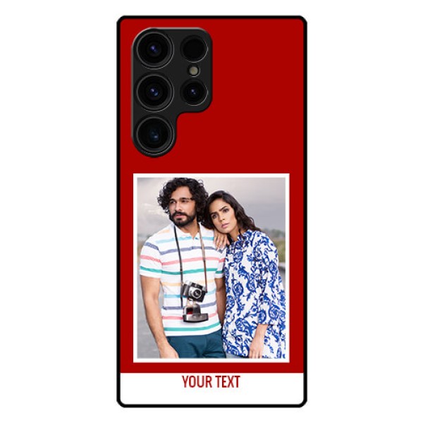 Galaxy S23 Ultra 5G Personalized Glass Phone Case - Simple Red Color Design