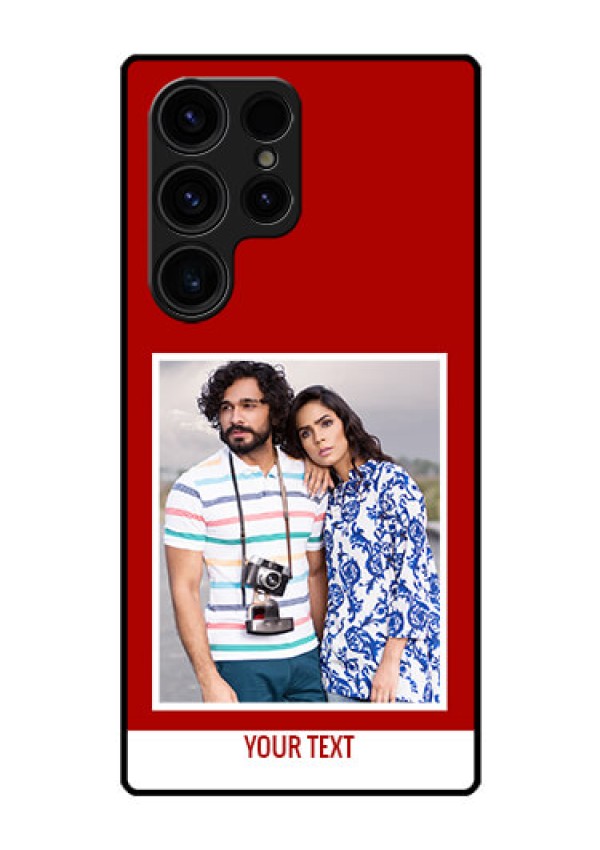 Galaxy S23 Ultra 5G Personalized Glass Phone Case - Simple Red Color Design