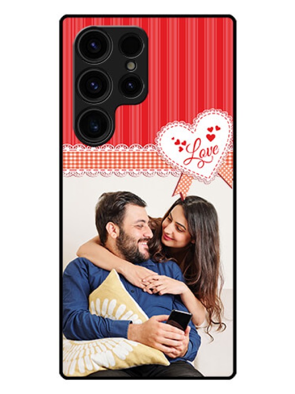 Custom Galaxy S23 Ultra 5G Custom Glass Mobile Case - Red Love Pattern Design