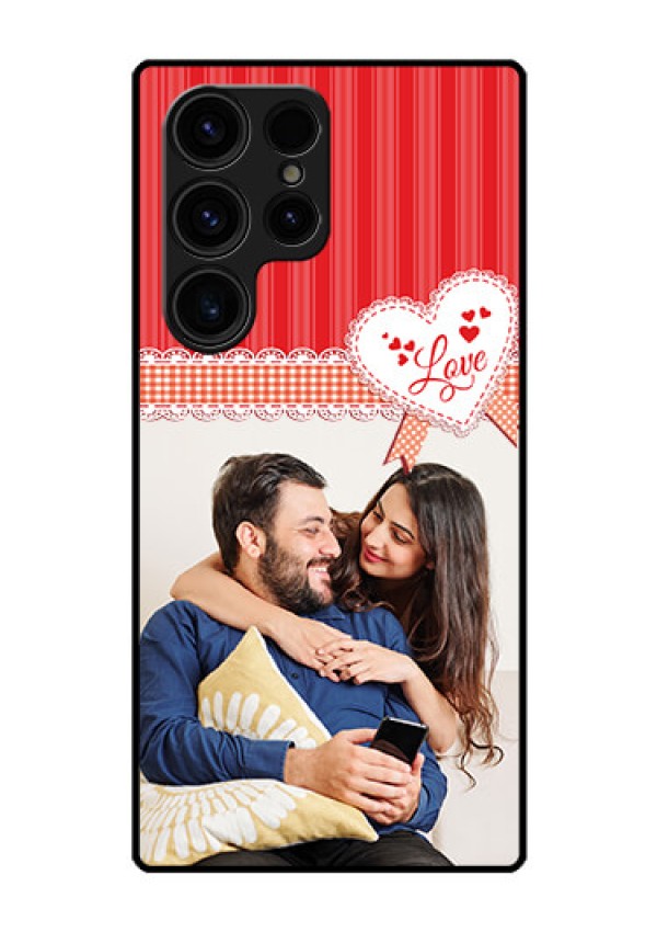 Galaxy S23 Ultra 5G Custom Glass Mobile Case - Red Love Pattern Design
