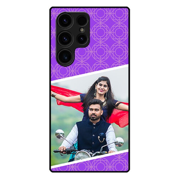 Galaxy S23 Ultra 5G Custom Glass Phone Case - Violet Pattern Design Galaxy S23 Ultra 5G Custom Glass Phone Case - Violet Pattern Design