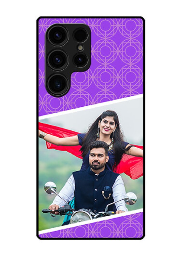 Galaxy S23 Ultra 5G Custom Glass Phone Case - Violet Pattern Design