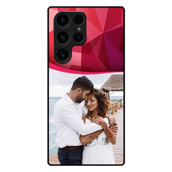 Galaxy S23 Ultra 5G Custom Glass Mobile Case - Red Abstract Design